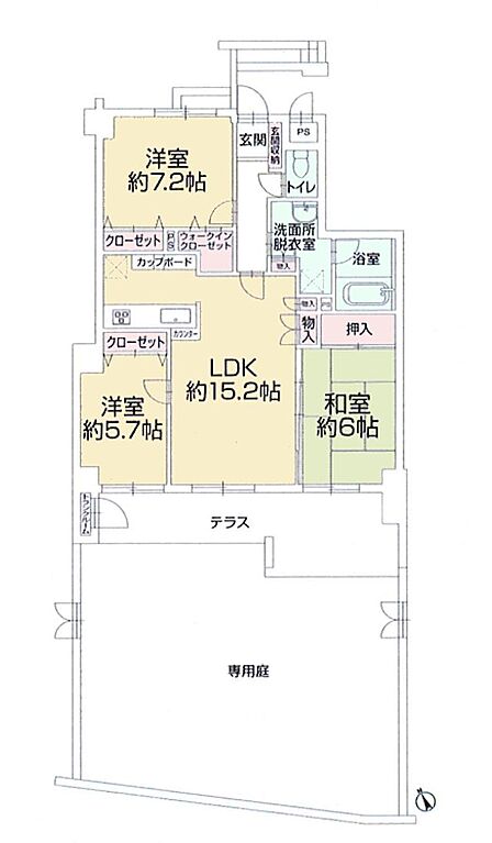 こちらの間取り図で、お部屋の配置や動線をイメージしていただけます。お部屋ごとの広さやレイアウトを参考に、生活のシーンを思い描いてみてください。
