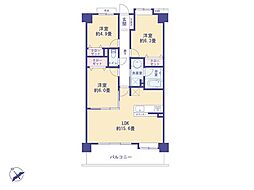 クイーンシティ立川リーオフレンテアネーロ 3LDKの間取図画像