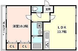 灘ハイツ 1LDKの間取図画像