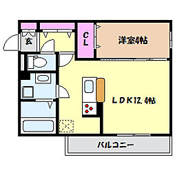 ディアコート住吉本町 1LDKの間取図画像