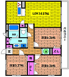 シンフォニエッタ西岡本 3LDKの間取図画像