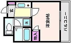 石岡第2マンション 1Kの間取図画像