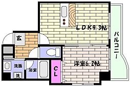 アムール住吉 1LDKの間取図画像