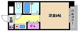 ヴィラウエスト御影 1Kの間取図画像