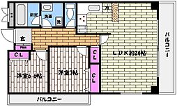 ランドマーク住吉 2LDKの間取図画像