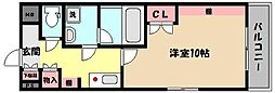 ソレイユ御影 1Kの間取図画像