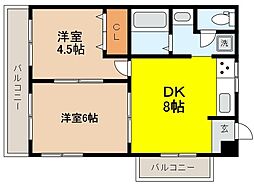 カンタル御影 2DKの間取図画像