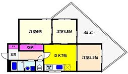 コムーネ本山 3DKの間取図画像