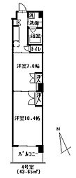 ル・クール上幟町 2Kの間取図画像