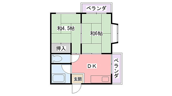 サンハイツ中西 201｜兵庫県西宮市青木町(賃貸マンション2DK・2階・35.00㎡)の写真 その2