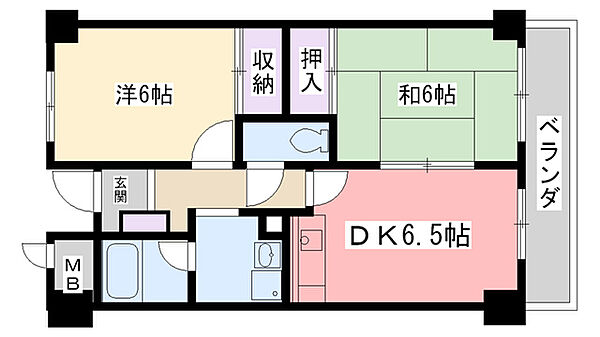 兵庫県西宮市津門大塚町(賃貸マンション2DK・3階・45.00㎡)の写真 その2