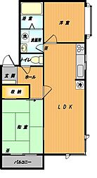 喜久栄コーポ 2LDKの間取図画像