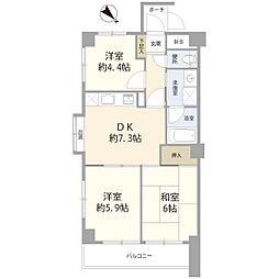 新小岩東ガーデンハウス 3DKの間取図画像