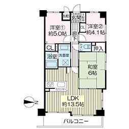 ヴィベール北白川 3LDKの間取図画像