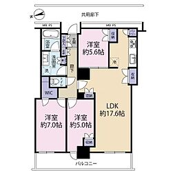 阿波座ライズタワーズフラッグ46 3LDKの間取図画像