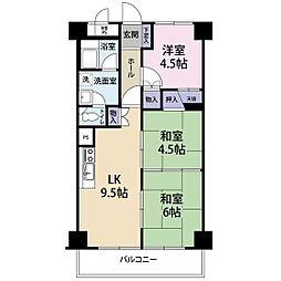狭山ハウス2号館 3LDKの間取図画像