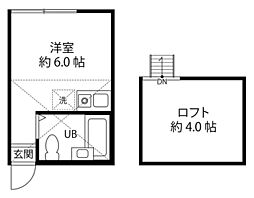 ユナイト井土ヶ谷マリンルージュ ワンルームの間取図画像