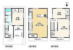 中古戸建　守口市大久保町2丁目 3LDKの間取り