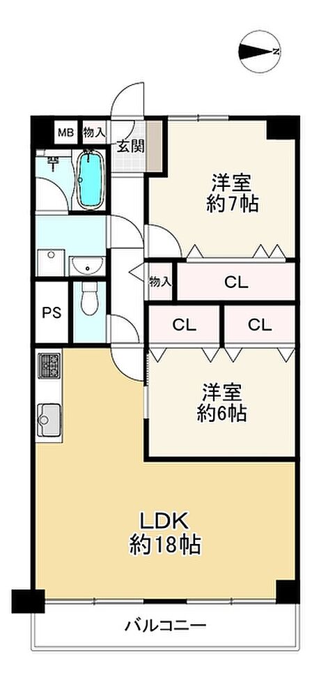 2LDK 間取り