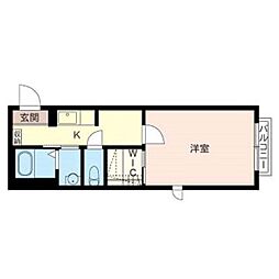 ベアフルート 1Kの間取図画像