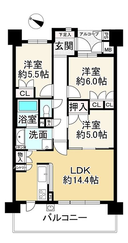 3LDK 間取り