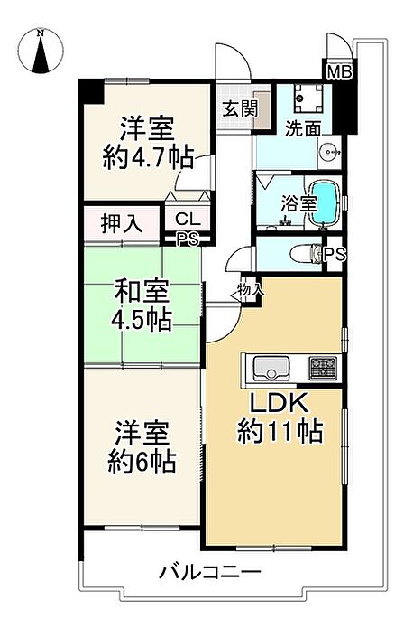 3LDK 間取り