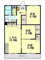 東部市場マンションC棟 3LDKの間取図画像