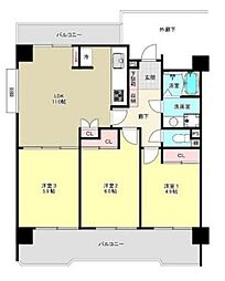 メゾン海神 3LDKの間取図画像