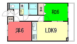 ピソプリメーロ 2LDKの間取図画像