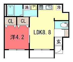 ラトゥール 1LDKの間取図画像