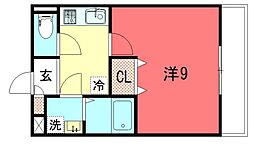 CotoGlance一乗寺駅前 1Kの間取図画像