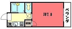 銀頂ハイツ 1Kの間取図画像