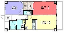 ベリエ茶五 1SLDKの間取図画像