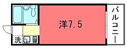 北西館 1Kの間取図画像