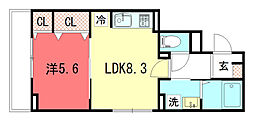 ヒカルサ京都大宮中林I 1LDKの間取図画像