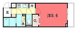 ヒカルサ京都大宮中林I 1Kの間取図画像