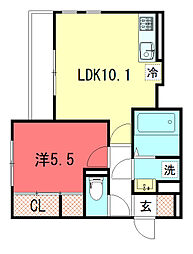 サンライフ上賀茂壱番館 1LDKの間取図画像