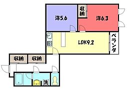 聖護院谷口マンション 2LDKの間取図画像