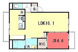 バウム西賀茂 1LDKの間取図画像