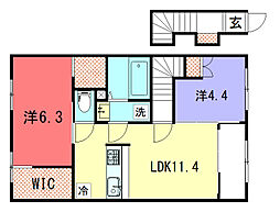 Hygge優亜 2LDKの間取図画像