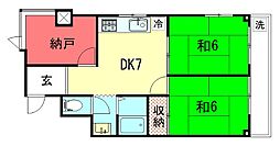 くめマンション 2SDKの間取図画像