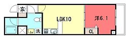 ブローニュ御所東 1LDKの間取図画像