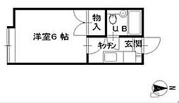 ナンバーワンハイツ 1Kの間取図画像