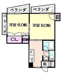 第2エトワール 2Kの間取図画像