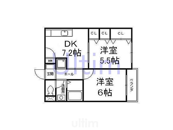 セントアミュー ｜京都府京都市伏見区北端町(賃貸マンション2DK・4階・42.00㎡)の写真 その2