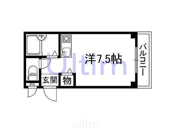 ハイツ福田 ｜京都府京都市伏見区深草直違橋南１丁目(賃貸マンション1R・2階・20.00㎡)の写真 その2