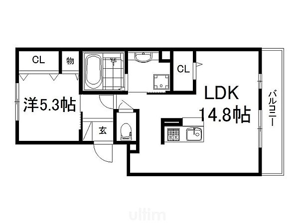 カーサ ルミノサ ドゥーエ ｜京都府京都市伏見区竹田泓ノ川町(賃貸アパート1LDK・2階・48.90㎡)の写真 その2