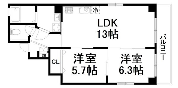 シャトーヴィヴァン ｜京都府京都市下京区中堂寺壬生川町(賃貸マンション2LDK・3階・55.65㎡)の写真 その2