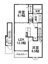 Tortue B  ｜ 京都府久世郡久御山町藤和田村西（賃貸アパート2LDK・2階・59.58㎡） その2