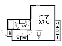 フラッティ堀川北山 4階ワンルームの間取り